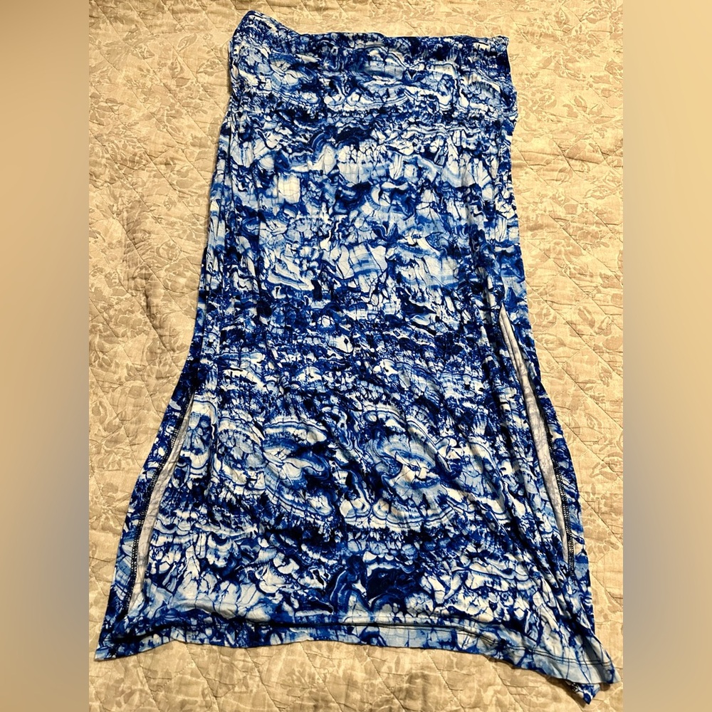 Michael Kors Blue Water Print Maxi Dress